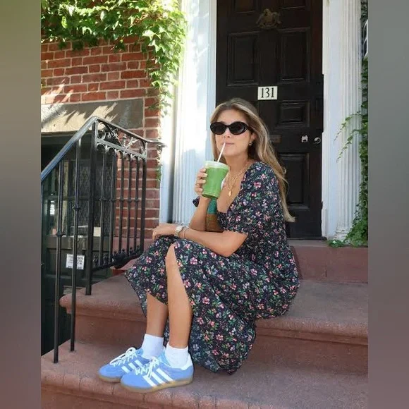 Hill House Black Floral Smocked Midi Dress - Picture 2 of 8